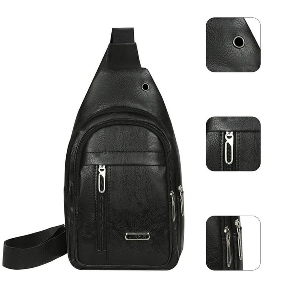 NEW JINPIN Black Crossbody Chest Shoulder Sling Bag